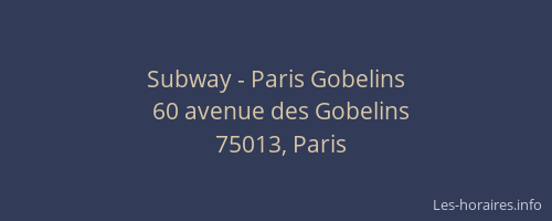 Subway - Paris Gobelins