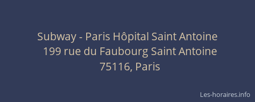 Subway - Paris Hôpital Saint Antoine