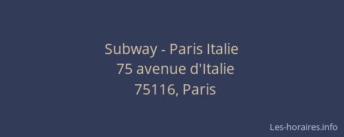 Subway - Paris Italie