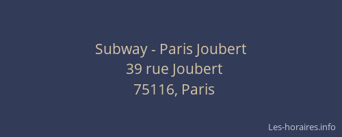 Subway - Paris Joubert