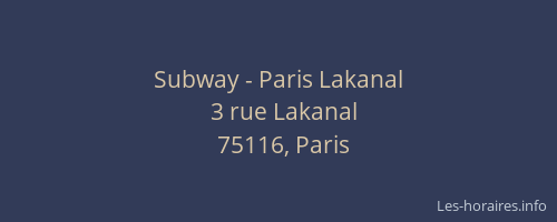 Subway - Paris Lakanal