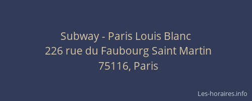 Subway - Paris Louis Blanc