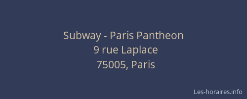 Subway - Paris Pantheon