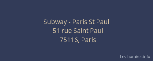 Subway - Paris St Paul