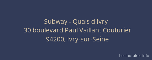 Subway - Quais d Ivry