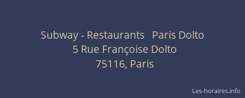 Subway - Restaurants   Paris Dolto