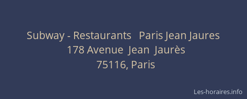 Subway - Restaurants   Paris Jean Jaures