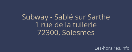 Subway - Sablé sur Sarthe