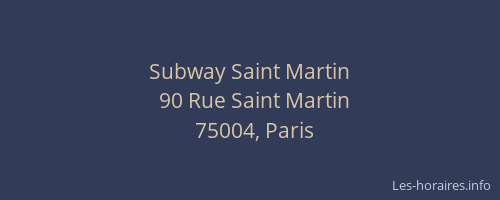 Subway Saint Martin