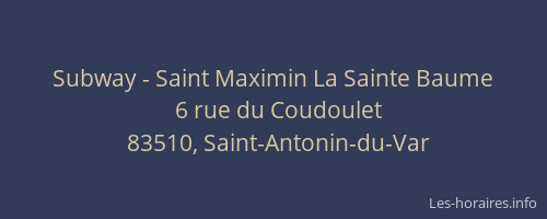 Subway - Saint Maximin La Sainte Baume