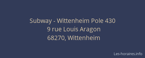 Subway - Wittenheim Pole 430