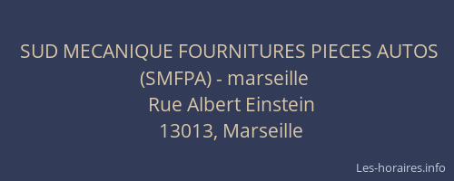 SUD MECANIQUE FOURNITURES PIECES AUTOS (SMFPA) - marseille