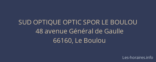 SUD OPTIQUE OPTIC SPOR LE BOULOU