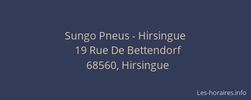 Sungo Pneus - Hirsingue