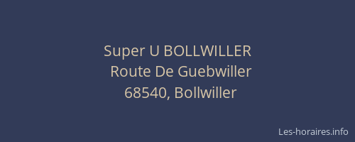 Super U BOLLWILLER