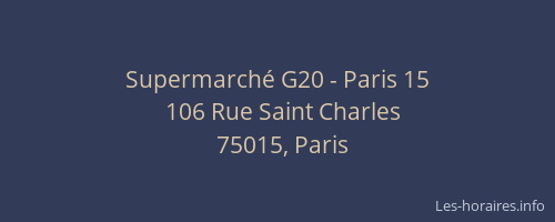 Supermarché G20 - Paris 15