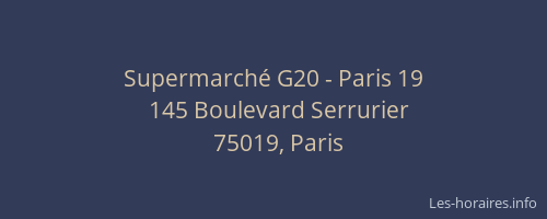 Supermarché G20 - Paris 19