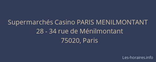 Supermarchés Casino PARIS MENILMONTANT