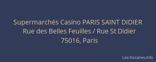 Supermarchés Casino PARIS SAINT DIDIER