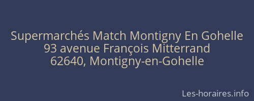 Supermarchés Match Montigny En Gohelle