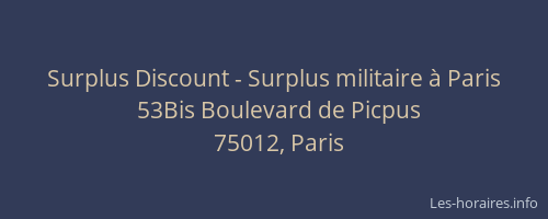 Surplus Discount - Surplus militaire à Paris