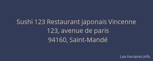 Sushi 123 Restaurant japonais Vincenne