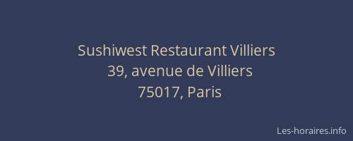 Sushiwest Restaurant Villiers