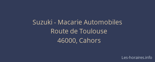 Suzuki - Macarie Automobiles