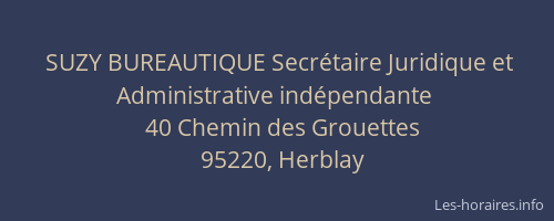 SUZY BUREAUTIQUE Secrétaire Juridique et Administrative indépendante