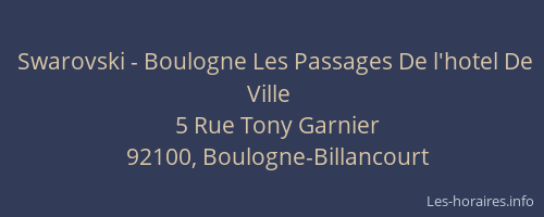 Swarovski - Boulogne Les Passages De l'hotel De Ville