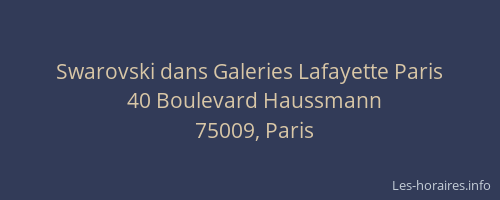 Swarovski dans Galeries Lafayette Paris