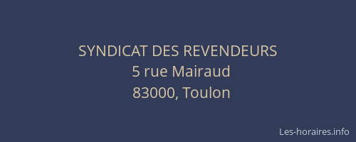 SYNDICAT DES REVENDEURS
