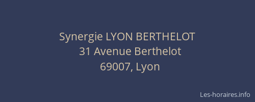 Synergie LYON BERTHELOT