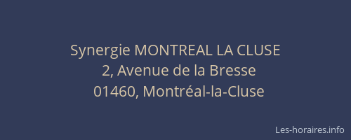 Synergie MONTREAL LA CLUSE