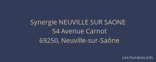 Synergie NEUVILLE SUR SAONE