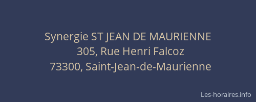 Synergie ST JEAN DE MAURIENNE