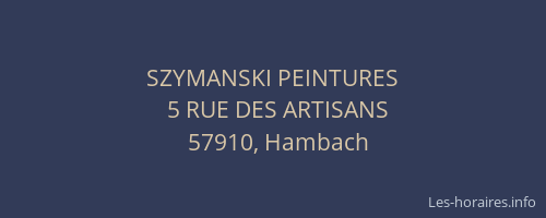 SZYMANSKI PEINTURES