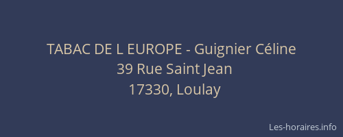 TABAC DE L EUROPE - Guignier Céline