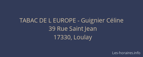 TABAC DE L EUROPE - Guignier C&eacute;line