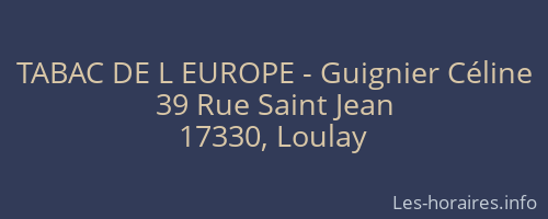 TABAC DE L EUROPE - Guignier Céline