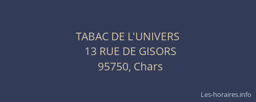 TABAC DE L'UNIVERS