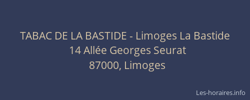 TABAC DE LA BASTIDE - Limoges La Bastide