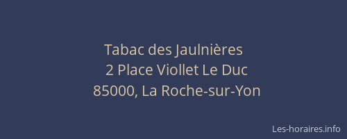 Tabac des Jaulnières