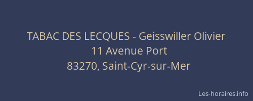 TABAC DES LECQUES - Geisswiller Olivier