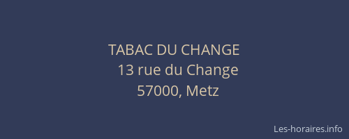 TABAC DU CHANGE