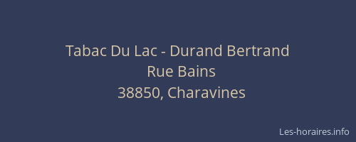 Tabac Du Lac - Durand Bertrand