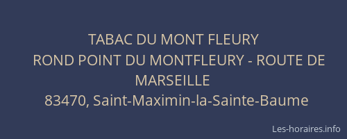 TABAC DU MONT FLEURY