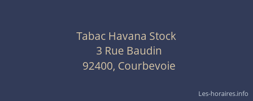 Tabac Havana Stock