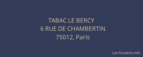 TABAC LE BERCY