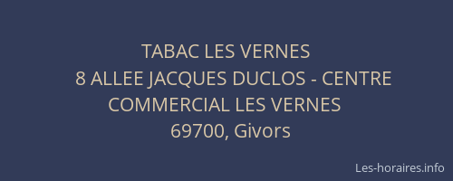 TABAC LES VERNES